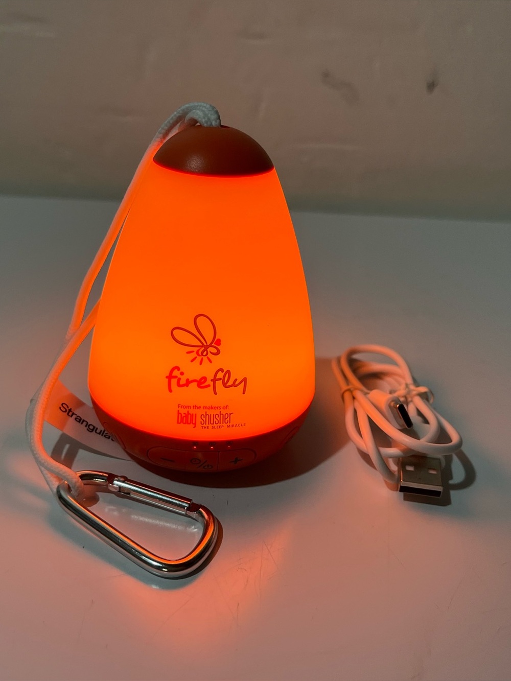 Baby Shusher Firefly travel night light and white noise machine w/ charging cord